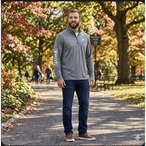 Phila Eagles NFL Team Apparel 1/4 Zip Gray Lightweight Performance Pullover M